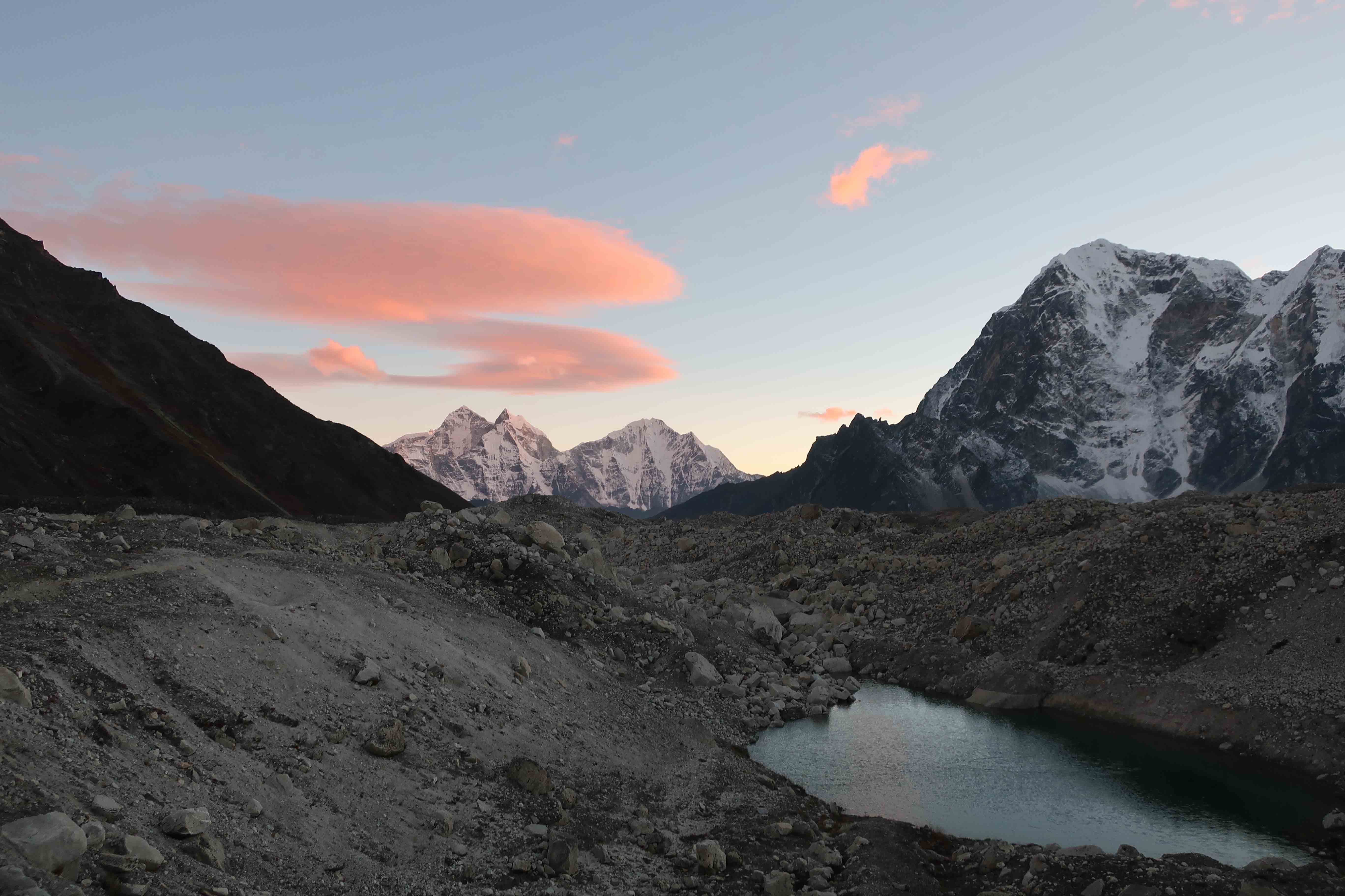 Sunset over Khumbu Glacier Kongma La Pass everest trek