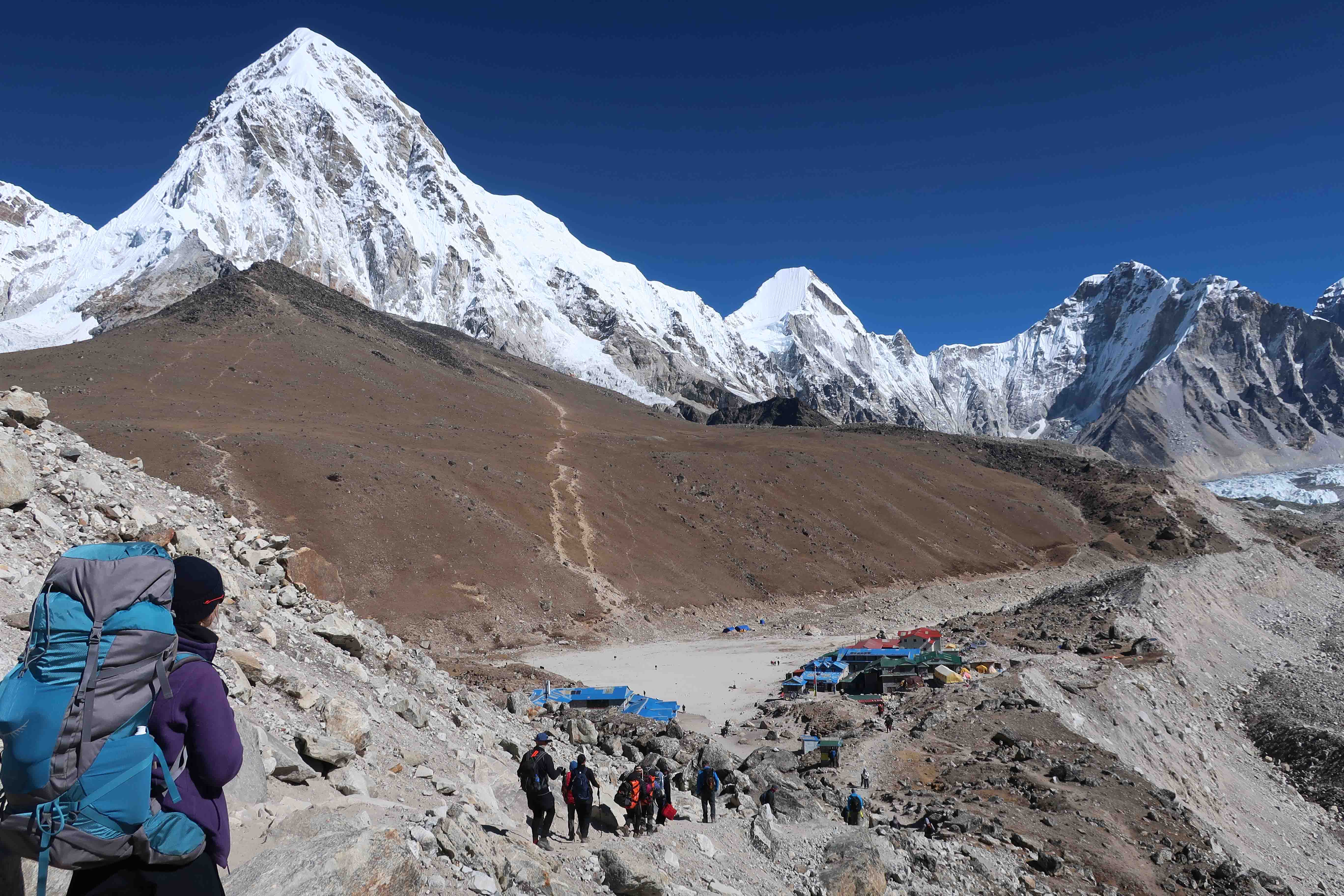 Final push from Lobuche to Gorakshep Everest Base Camp October 2018