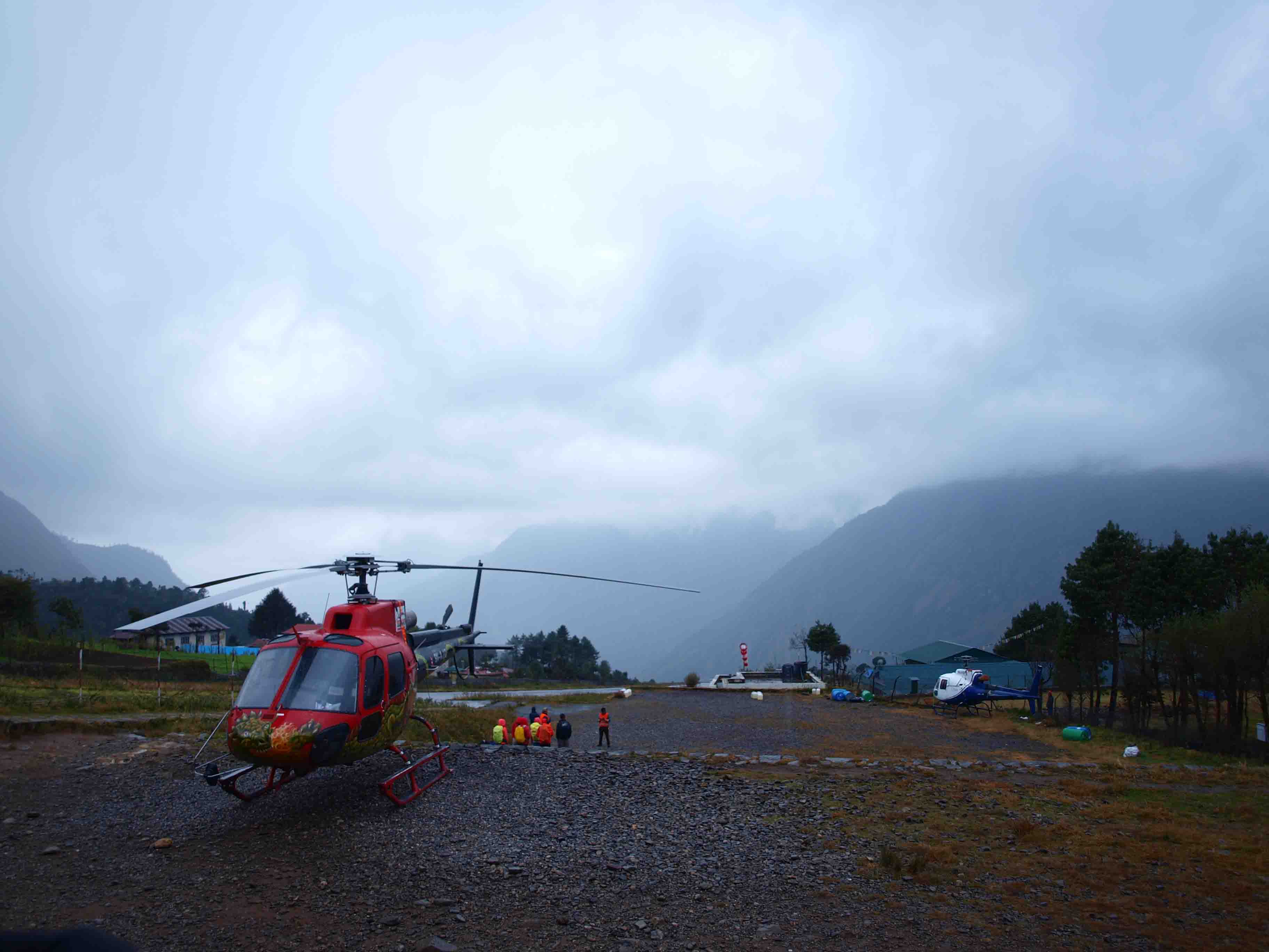 Helicopter landing in Lukla Airport