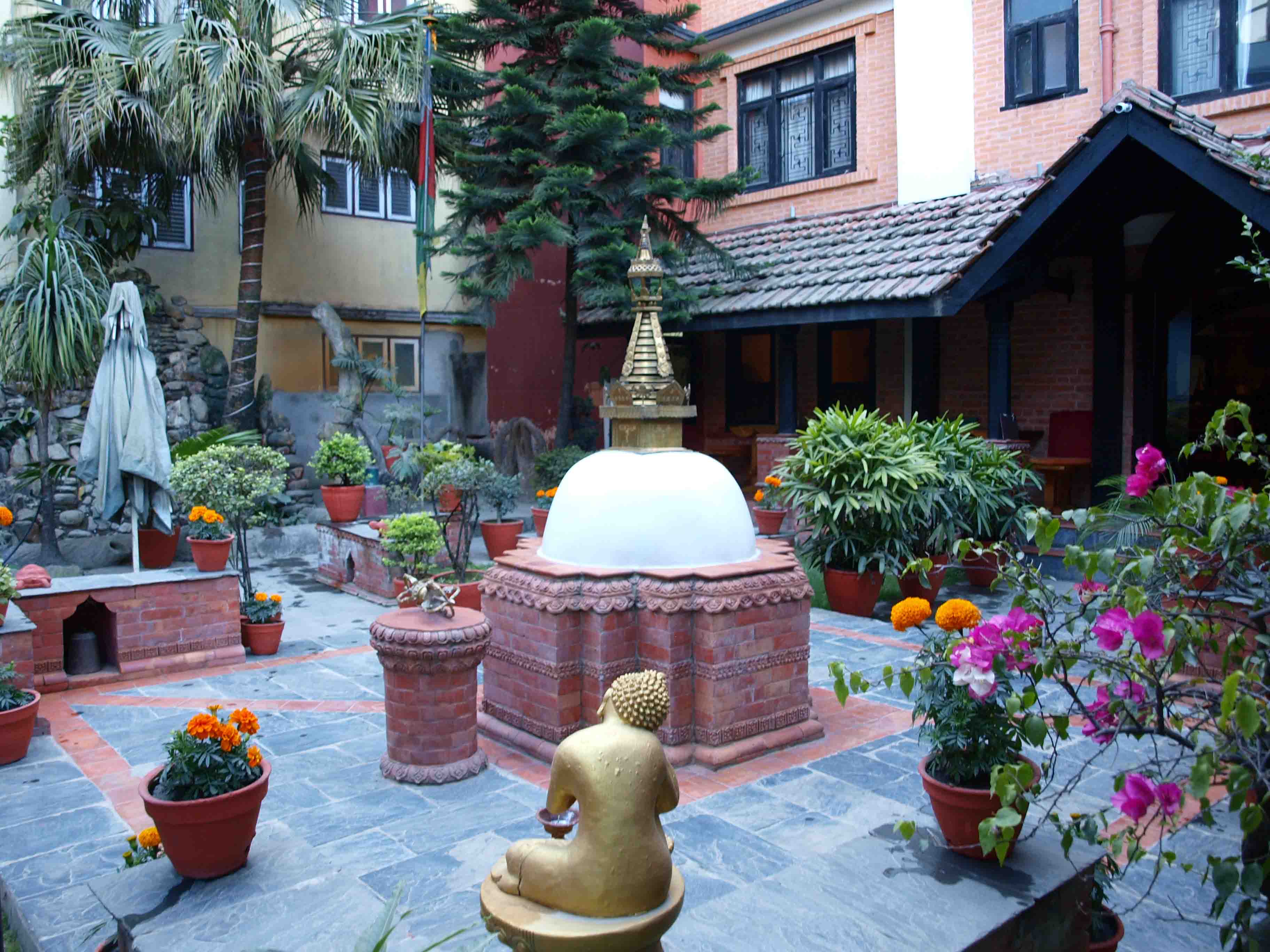 little hotel garden in Thamel, Kathmandu